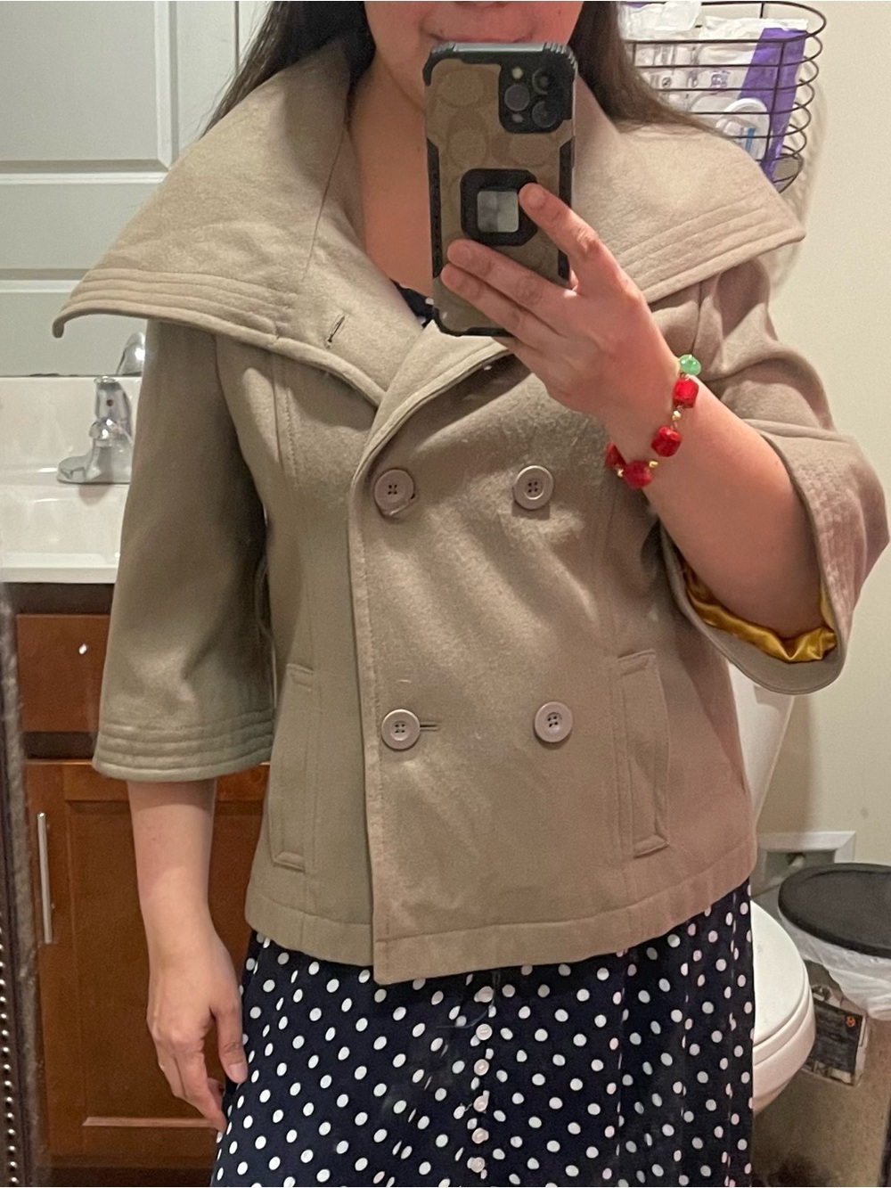 OLD NAVY Wool Blend Double-Breasted 3/4 Sleeves Pea Coat